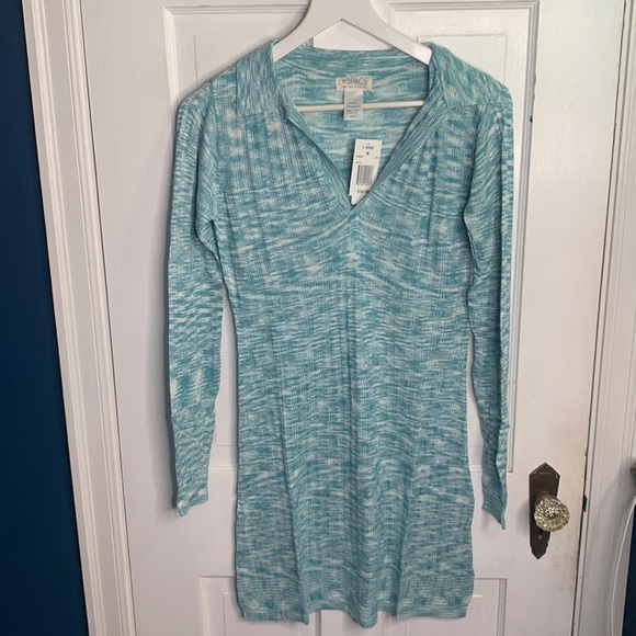 L* space Revolve Aria Long Sleeve Collared Bodycon Knit Dress Sky New W-304 Sz M - Picture 5 of 13
